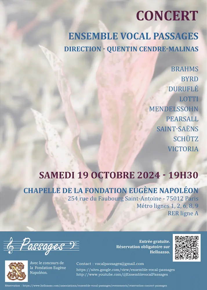 ensemble vocal passages fondation Eugene napoleon concert